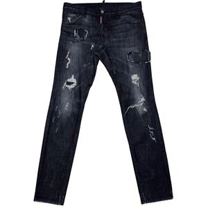 Dsquared2 Cool Guy Jeans Mens 50 Italy Black Distressed Ripped Slim Fit Designer
